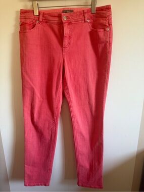 Chico’s So Slimming Coral Jeans Size 2 - Chico size Stretch Mid Rise Slim Ankle